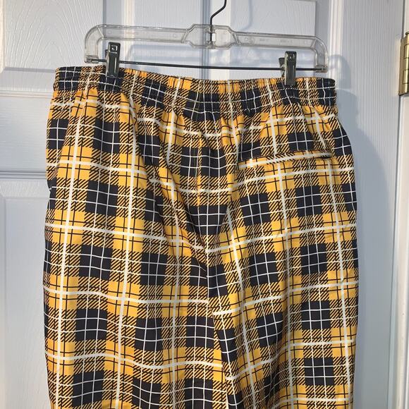 Nike Unisex Yellow Woven Plaid Track Pants Size XL Drawstring Waist Athleisure - Picture 5 of 8
